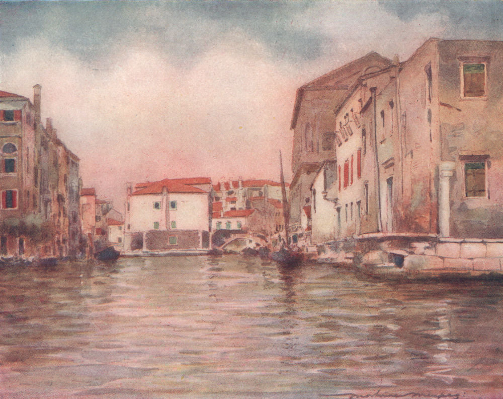 'At Chioggia' by Mortimer Menpes. Venice 1916 old antique print picture